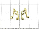 Metal parts Musical note motif (16th note) Charm 14x9mm Gold color 3pcs