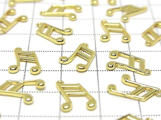 Metal parts Musical note motif (16th note) Charm 14x9mm Gold color 3pcs