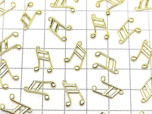 Metal parts Musical note motif (16th note) Charm 14x9mm Gold color 3pcs