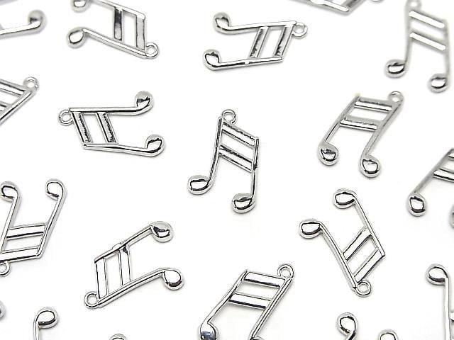 Metal parts Musical note motif (16th note) Charm 14x9mm Silver color 3pcs