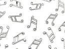 Metal parts Musical note motif (16th note) Charm 14x9mm Silver color 3pcs
