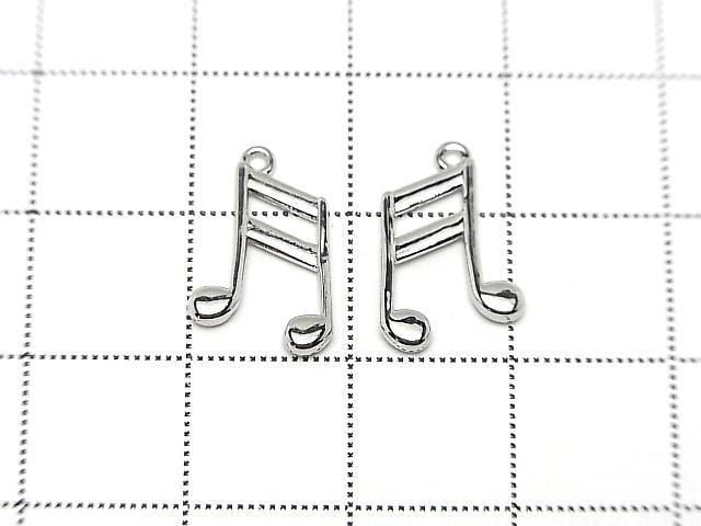 Metal parts Musical note motif (16th note) Charm 14x9mm Silver color 3pcs