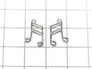 Metal parts Musical note motif (16th note) Charm 14x9mm Silver color 3pcs