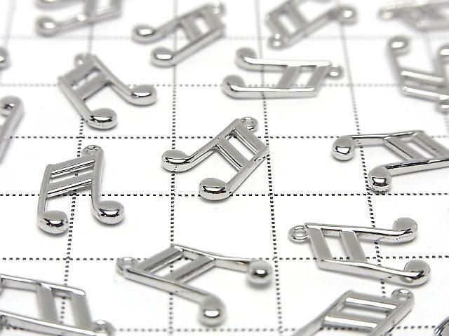 Metal parts Musical note motif (16th note) Charm 14x9mm Silver color 3pcs
