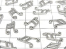 Metal parts Musical note motif (16th note) Charm 14x9mm Silver color 3pcs