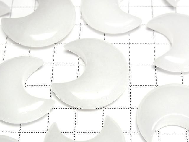 [Video] White Jade Moon Motif 30x26mm 2pcs