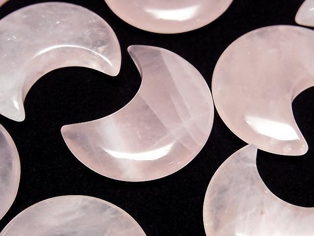 [Video] Rose Quartz AA++ Moon motif 30x26mm 2pcs