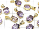 [Video]High Quality Amethyst AAA Oval Faceted Pendant 10x8mm 18KGP 1pc