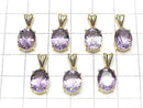 [Video]High Quality Amethyst AAA Oval Faceted Pendant 10x8mm 18KGP 1pc