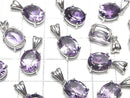 [Video]High Quality Amethyst AAA Oval Faceted Pendant 10x8mm Silver925 1pc