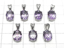 [Video]High Quality Amethyst AAA Oval Faceted Pendant 10x8mm Silver925 1pc