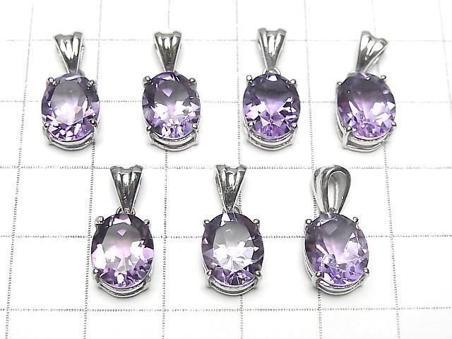 [Video]High Quality Amethyst AAA Oval Faceted Pendant 10x8mm Silver925 1pc
