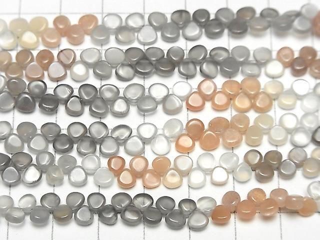 Pierre de lune multicolore de haute qualité AA++ Châtaigne (lisse) 1 fil de perles (env. 6 pouces/16 cm)