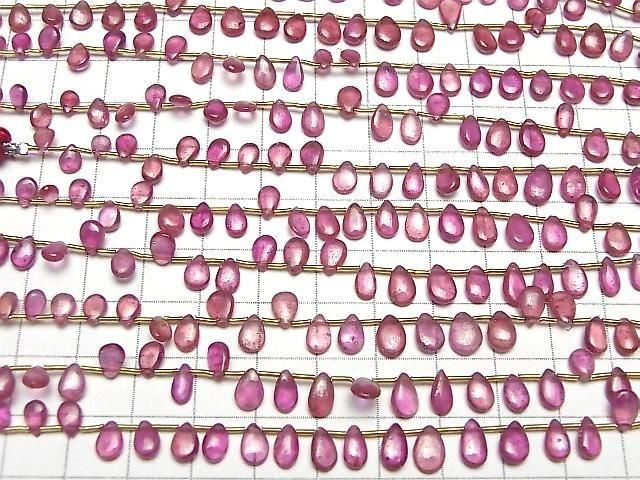 [Video]High Quality Ruby (Pink Sapphire)AA++ Pear shape (Smooth) half or 1strand beads (aprx.7inch/17cm)