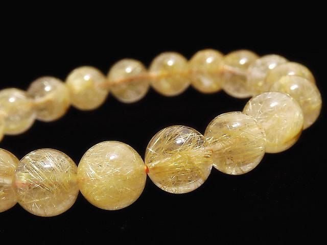 [Video][One of a kind] Rutilated Quartz AA+ Round 9.5mm Bracelet NO.435