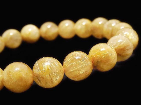 [Video][One of a kind] Rutilated Quartz AA+ Round 9.5mm Bracelet NO.437