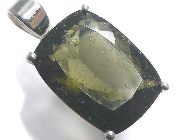 [Video][One of a kind] Moldavite AAA Faceted Pendant Silver925 NO.106