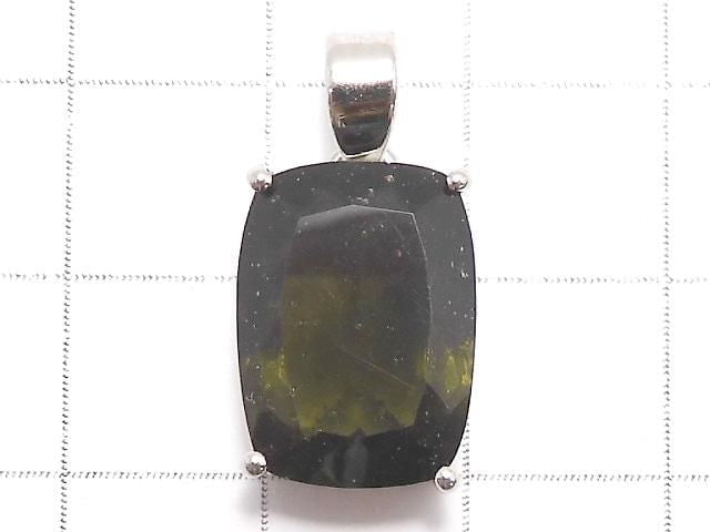 [Video][One of a kind] Moldavite AAA Faceted Pendant Silver925 NO.106
