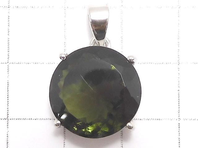 [Video][One of a kind] Moldavite AAA Faceted Pendant Silver925 NO.108