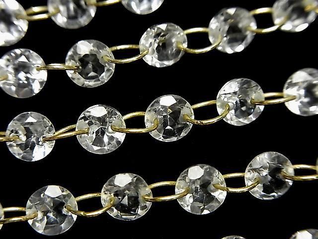 [Video]High Quality White Topaz Round Faceted 6x6mm [Double Hole] 1strand (14pcs)