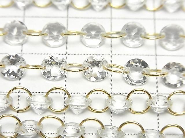 [Video]High Quality White Topaz Round Faceted 6x6mm [Double Hole] 1strand (14pcs)