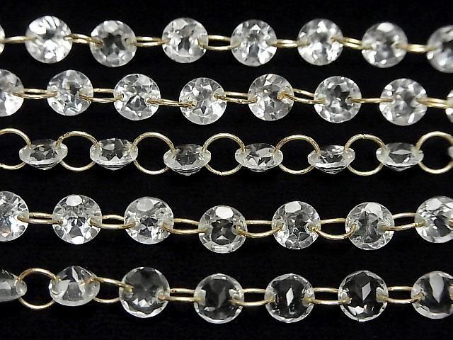 [Video]High Quality White Topaz Round Faceted 6x6mm [Double Hole] 1strand (14pcs)