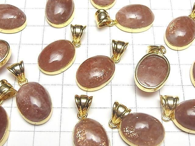 [Video]Sunstone AA++ Oval 19x14mm Pendant 18KGP 1pc