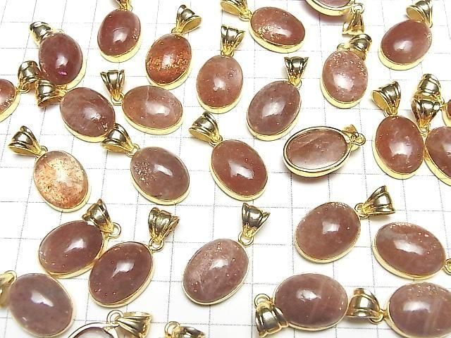 [Video]Sunstone AA++ Oval 19x14mm Pendant 18KGP 1pc
