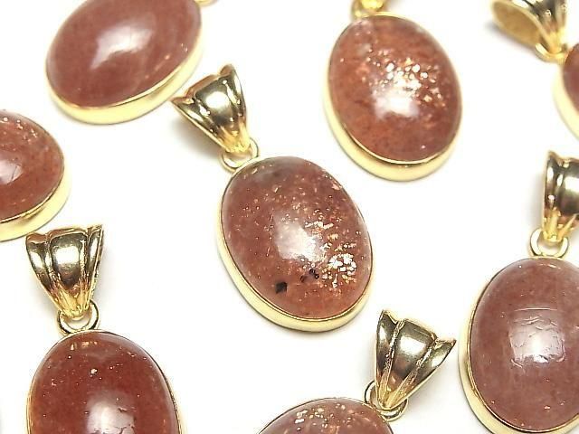 [Video]Sunstone AA++ Oval 19x14mm Pendant 18KGP 1pc