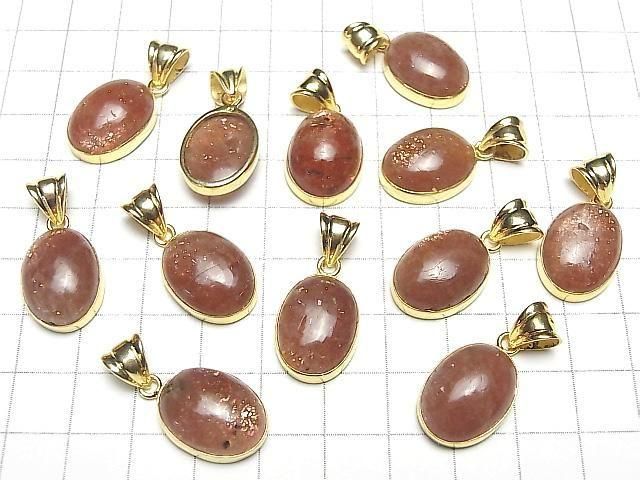 [Video]Sunstone AA++ Oval 19x14mm Pendant 18KGP 1pc