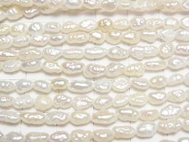 [Video] Fresh Water Pearl Keshi Pearl AA+ Baroque 5-7mm White 1strand beads (aprx.15inch/38cm)