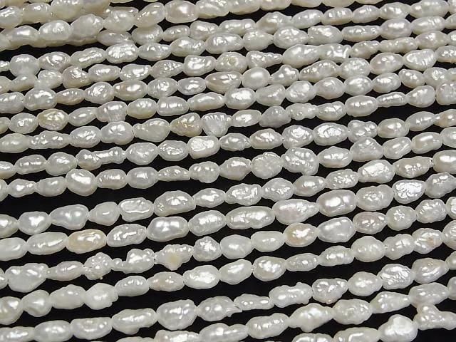 [Video] Fresh Water Pearl Keshi Pearl AA+ Baroque 5-7mm White 1strand beads (aprx.15inch/38cm)