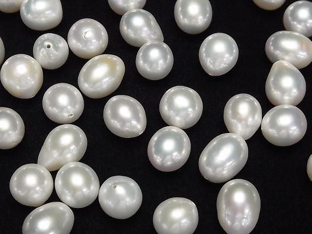 [Video]Fresh Water Pearl AA++ Loose stone Potato-Baroque 11-14mm White [Half Drilled Hole] 3pcs