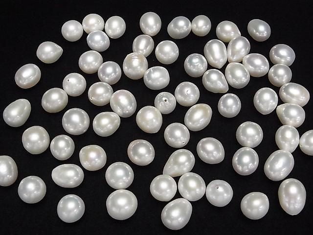 [Video]Fresh Water Pearl AA++ Loose stone Potato-Baroque 11-14mm White [Half Drilled Hole] 3pcs