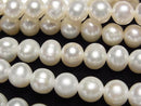 [Video] Fresh Water Pearl AA++ Potato 7-8mm White 1strand beads (aprx.15inch/37cm)