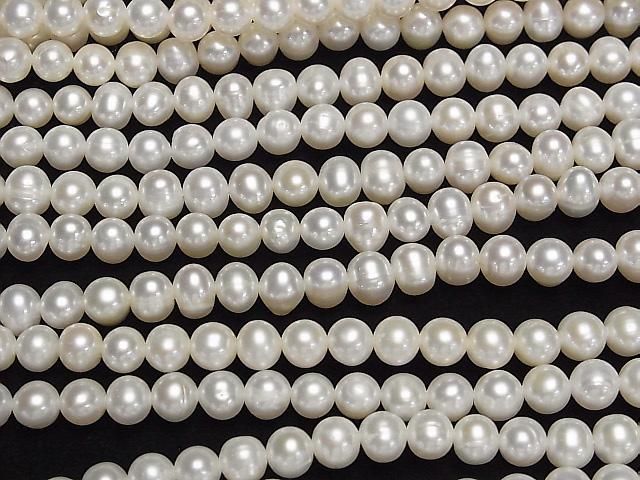 [Video] Fresh Water Pearl AA++ Potato 7-8mm White 1strand beads (aprx.15inch/37cm)