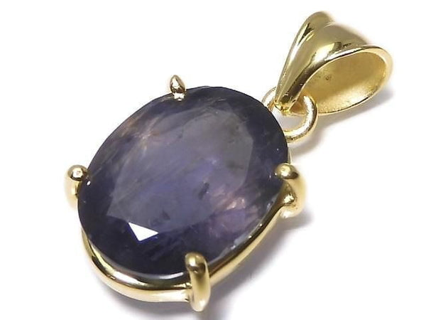 [Video][One of a kind] High Quality Iolite AAA- Faceted Pendant 18KGP NO.23