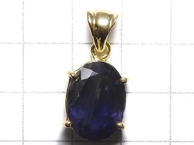 [Video][One of a kind] High Quality Iolite AAA- Faceted Pendant 18KGP NO.23