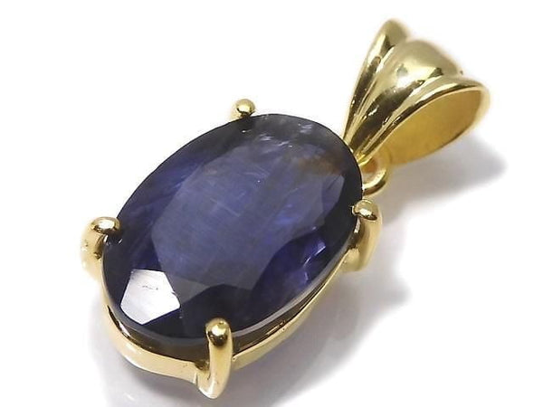 [Video][One of a kind] High Quality Iolite AAA- Faceted Pendant 18KGP NO.25