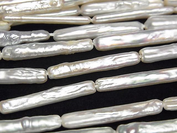[Video] Fresh Water Pearl AA Stick 14-24mm White 1strand beads (aprx.15inch/37cm)