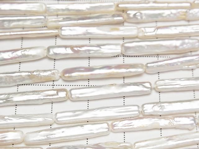 [Video] Fresh Water Pearl AA Stick 14-24mm White 1strand beads (aprx.15inch/37cm)
