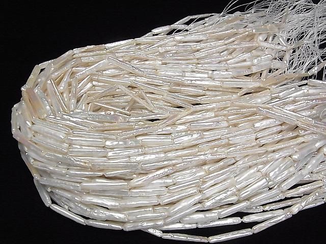[Video] Fresh Water Pearl AA Stick 14-24mm White 1strand beads (aprx.15inch/37cm)