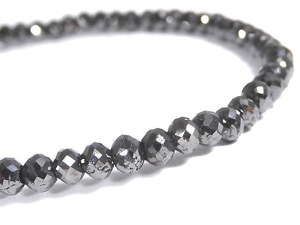 [Video][One of a kind] [1mm hole] Black Diamond Faceted Button Rondelle Bracelet NO.19