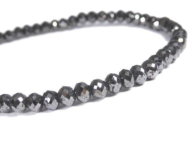 [Video][One of a kind] [1mm hole] Black Diamond Faceted Button Rondelle Bracelet NO.21