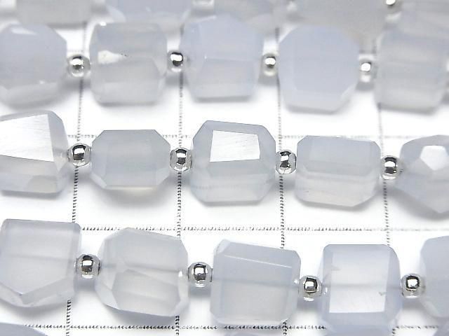 [Video] Natural color Blue Chalcedony AAA- Faceted Nugget half or 1strand (18pcs)