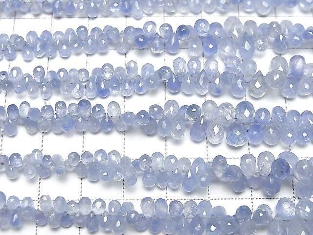 [Video]High Quality Ceylon Sapphire AAA- Drop Faceted Briolette half or 1strand beads (aprx.7inch/18cm)