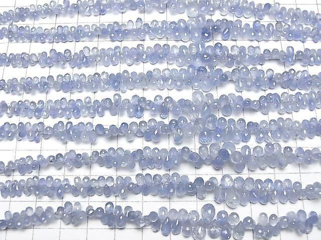 [Video]High Quality Ceylon Sapphire AAA- Drop Faceted Briolette half or 1strand beads (aprx.7inch/18cm)