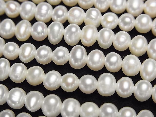 [Video] Fresh Water Pearl AA++ Potato 5-6mm White 1strand beads (aprx.15inch/37cm)