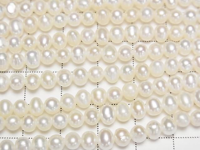 [Video] Fresh Water Pearl AA++ Potato 5-6mm White 1strand beads (aprx.15inch/37cm)