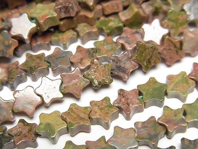 [Video]Unakite Star 6x6mm 1strand beads (aprx.14inch/35cm)